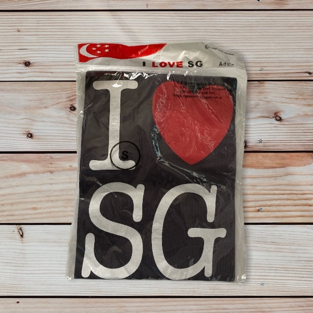 I Love SG Unisex Graphic Short Sleeve Tee Black Sz S